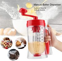 Distributeur de pâte manuel à manivelle avec fouet mélangeur, tasse de 800 ml à double échelle graduée pour crêpes, muffins, cupcakes et gaufres