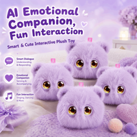 Offre en gros Compagnon émotionnel IA en peluche noire avec interaction vocale et reconnaissance d'émotions, animal de compagnie de bureau