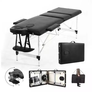 <span class=keywords><strong>Table</strong></span> <span class=keywords><strong>de</strong></span> <span class=keywords><strong>massage</strong></span> en alliage d'aluminium réglable à 2 <span class=keywords><strong>ou</strong></span> 3 sections Hauteur pliante du lit <span class=keywords><strong>de</strong></span> protection en cuir intégral - Product Image 1