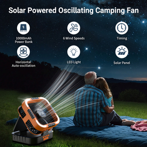 Ligero 10000mAh alta capacidad LED linterna tienda ventilador multifuncional al aire libre oscilante batería USB ventilador Solar fácil techo - Product Image 2