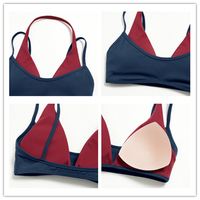 Nouveau soutien-gorge de sport superposé pour femme, en tissu brossé, avec double bretelle, design intégré, haut d'entraînement respirant, sous-vêtement actif