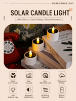 Bougie LED Solaire Électronique Transfrontalière Étanche IP65 Rechargeable Effet Flamme 3D pour Décoration Maison, Nuit, Fêtes et Jardin