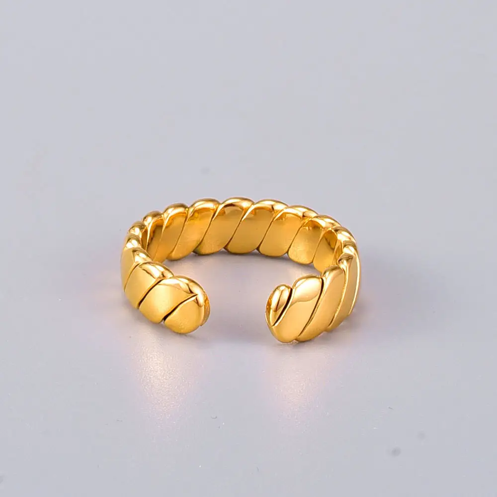 Wholesale Fashionable Stylish Open Ring Adjustable Stainless Steel Flat Rope Finger Rings For Girls