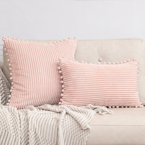 Áo gối nhung gân có họa tiết chắp vá, trang trí nhà phong cách nông trại, vỏ gối trang trí phong cách boho cho ghế sofa, giường, phòng khách - Product Image 2