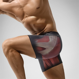 FF3986 Plus Size Anti-abrasion Legs No Ride-up Boxer <strong>Briefs</strong> <strong>Men's</strong> Sports Underpants Breathable Mesh Boxer Shorts - Product Image 3