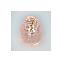 Boule ovale disco en plastique faite à la main de 10/15cm, ornement de table rose vert, miroir en verre, oeufs de pâques, décoration lumineuse à LED, les plus populaires