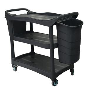 Nouveau Style trois étages à quatre roues bol en plastique noir chariot de collecte hôtel servant chariot de service en plastique - Product Image 1