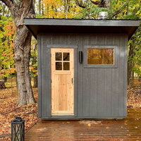 Sauna infrarouge extérieur durable en bois massif pour 4 à 6 personnes, chauffage électrique, idéal pour la détente dans le jardin ou comme spa de villa.