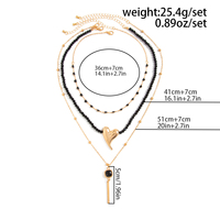 Collier ras du cou Y2K multicouche avec pendentif cœur en cristal noir exquis, accessoire de bijouterie esthétique pour femme