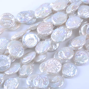 Perles d'eau douce naturelles de 18 cm-20-21 mm, blanches et roses, baroques, trou droit, accessoires de bijoux DIY, boutons en chanvre, perles en vrac - Product Image 1