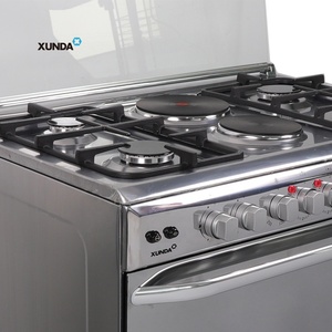 Xunda Four combiné Appareil de cuisine Cuisinière à gaz 6 brûleurs SS Cuisinière sur pied 4 brûleurs et 2 plaques chauffantes électriques avec four - Product Image 5