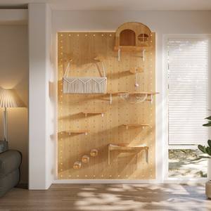 <span class=keywords><strong>Arbre</strong></span> à <span class=keywords><strong>chat</strong></span> mural personnalisable en bois massif, écologique, durable et moderne, facile à installer, avec griffoir intégré - Product Image 4