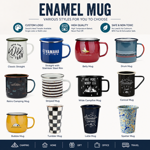 Taza de Esmalte Personalizada con Logotipo al por Mayor, Artículo de Marca Corporativa Personalizado, Taza de Café de Metal Duradera para Eventos Empresariales y Regalos - Product Image 3