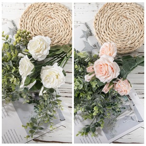 ช่อดอกกุหลาบและยูคาลิปตัสประดิษฐ์ CallaFloral สี Asami Momo สำหรับตกแต่งงานแต่งงาน สไตล์ Ins พืชสีเขียวนำเข้า - Product Image 3
