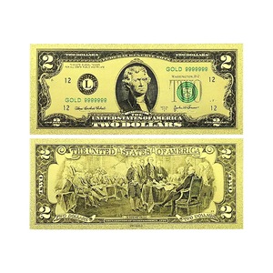 Billet de banque américain plaqué or 24 carats, billet de prospérité avec gravure numérique, monnaie métallique avec feuille d'or 24 carats - Product Image 3