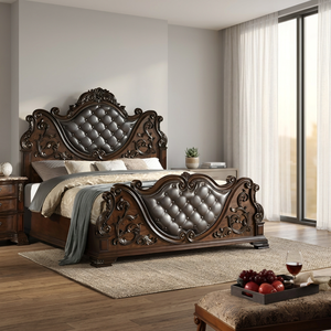Juego de Dormitorio Moderno de Madera de Teca, Estilo Real, Cama King Size, Almacenamiento Extensible, Cabecera Tapizada Tallada a Mano, Estilo Indonesio - Product Image 3