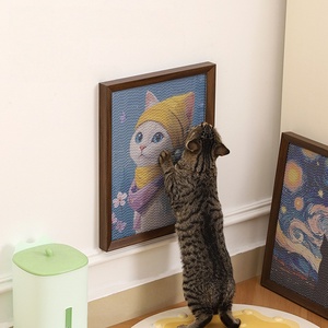 Dekorative Wand-Kratzmatte für Katzen, Vertikales Kratzbrett aus Wellpappe, Gerahmte Kratzmatte mit Nachfüllmöglichkeit, Katzen-Kratzbrett - Product Image 1
