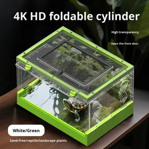 Mode plastique pliant Reptile <span class=keywords><strong>Terrarium</strong></span> 16.5 "x 11.8" X 10.2 "Portable clair Habitat réservoir avant ouverture porte maille haut pour la maison - Product Image 2