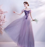 2024 automne et hiver nouvelle fleur fée violet Banquet récitation Performance passerelle robe de soirée
