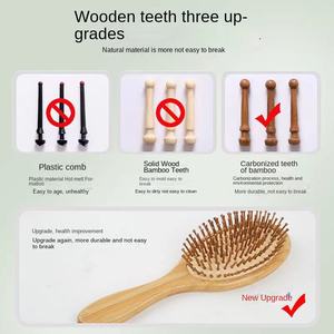 Sikat rambut Dayung Wanita logo kustom ramah lingkungan aksesori rambut sikat rambut Salon bambu kayu alami - Product Image 6