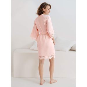 SIORO - Kimono Corto de Seda para Mujer con Ribete de Encaje, Bata de Novia para Damas de Honor - Product Image 3