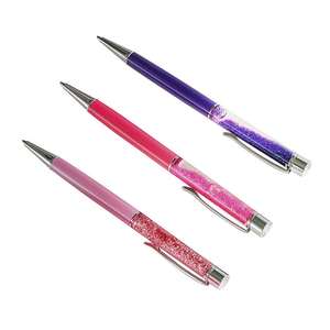 Drijvende gouden vlokken metalen kristallen balpen met glitter en gouden folie metalen balpen - Product Image 5