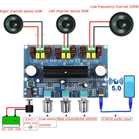 Carte d'amplificateur de classe D numérique haute puissance 2*50W + 100W XH-A305 TPA3116D2 5.0 Amplificateur numérique 2.1 Modules de pilote de puissance