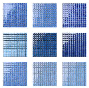 Modern Classic Dark Blue Kiln Pool Mosaic Tile Glazed Ceramic Porcelain Tile For Swimming Pool