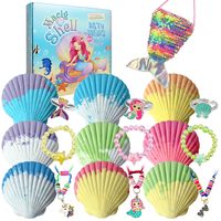 Bombes de bain artisanales bio « Magie des Sirènes » avec coquillages et jouet surprise pour enfants – Coffret cadeau pour filles (anniversaire, Noël, Pâques) – Prêt à expédier