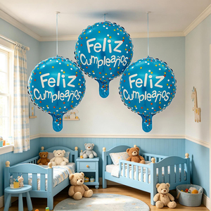 Palloncini in Foil Stampati in Serigrafia a 6 Colori 'Party Love Happy Birthday' Rotondi 10 Pollici Metallizzati per Decorazioni - Product Image 4