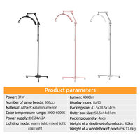 Lampe de Sol d'Appoint Beauté Rotative pour Cils, Lumière LED Demi-Lune Réglable avec Support Téléphone pour Salon de Beauté Maquillage Tatouage