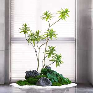 Plantas Verdes Artificiales Bajo Escaleras para Decoración de Interiores, Paisaje Tropical Biomimético, Decoración de Ventanas y Entradas - Product Image 1