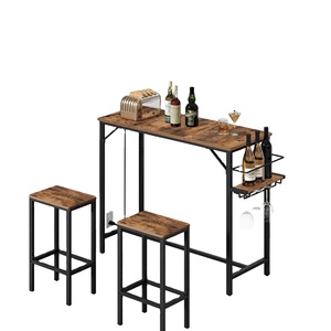 <span class=keywords><strong>Mesa</strong></span> de <span class=keywords><strong>Bar</strong></span> Rectangular de Metal de 35.4 Pulgadas de Altura con Estación de Carga, Estante para Vino y Portavasos, <span class=keywords><strong>Mesa</strong></span> <span class=keywords><strong>Alta</strong></span> de Cocina - Product Image 1