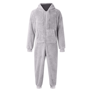 Winter Warm Teddy Fleece Pajamas for <strong>Men</strong> Plush Zipper <strong>Onesie</strong> <strong>Fluffy</strong> Hooded Sleepwear One Piece Sleep Lounge Pajama Jumpsuits - Product Image 5