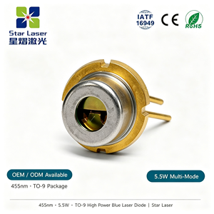 Diode laser bleue industrielle haute puissance 450 nm 7 W PLPT9 450MD <span class=keywords><strong>TO90</strong></span> 4,6 V 4,5 A Ams pour système de projection laser de qualité professionnelle - Product Image 1