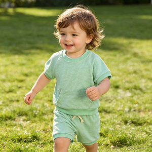 Conjuntos <span class=keywords><strong>de</strong></span> Ropa Transpirable <span class=keywords><strong>de</strong></span> Verano para Niños, Conjunto <span class=keywords><strong>de</strong></span> Pantalones Cortos <span class=keywords><strong>de</strong></span> <span class=keywords><strong>Tela</strong></span> <span class=keywords><strong>de</strong></span> Rizo, Conjunto <span class=keywords><strong>de</strong></span> Ropa <span class=keywords><strong>de</strong></span> Toalla, Conjuntos Cómodos para Niños y Niñas, Venta al Por Mayor - Product Image 3