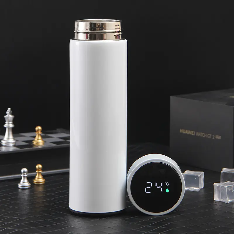 hot sell reusable 500ml smart water bottle stainless steel vacuum flask with LED temperature display reminder to drink water