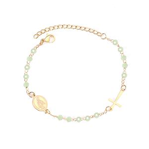 Bracelets de luxe pour femmes en acier inoxydable plaqué or 18 carats avec breloque croix religieuse Jésus pour filles, vente en gros - Product Image 2