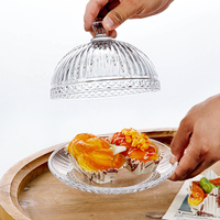 Glazen taartkap met diamantmotief en glazen bodem, transparante cloche-afdekking voor dessert, cupcake, fruit, bruiloftstafeldecoratie