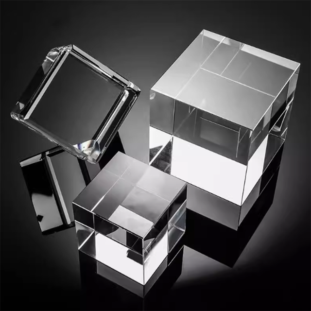 Memorial 3D Laser Engraved K9 Crystal Cube-Optical Transparent Photography Props & Home Decoration with Gift Box