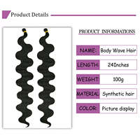 Extensions de cheveux synthétiques ondulés Body Wave de 24 pouces, texture douce, pour tresses, pour femmes