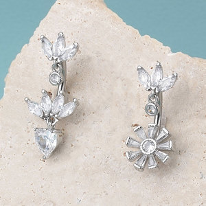 Lingchee Cz cuelga corazón flotador doble montaje ombligo pendiente ombligo anillo Piercing joyería Acero inoxidable circón al por mayor - Product Image 3