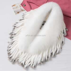 Bufanda de piel de alta calidad YR279B, cuello de piel de zorro con borla de piel de conejo para novia - Product Image 5
