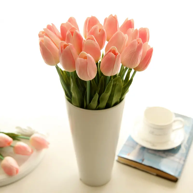 Tulipa de seda artificial toque real flores para casamento decoração de casa fábrica