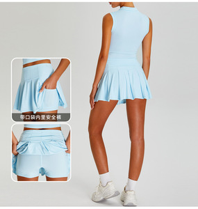 Ensemble de jupes polo de golf <span class=keywords><strong>UV</strong></span> 50 avec logo personnalisé pour femmes respirant respirant sensation de fraîcheur coupe sèche vêtements de sport été maigre solide - Product Image 5