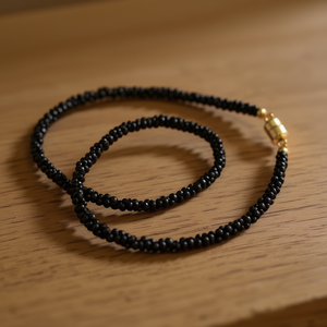 Collier en perles d'obsidienne noire pour femmes, collier en pierres rondes facettées, bijoux tendance - Product Image 4
