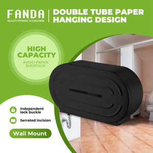 Distributeur de rouleaux de papier toilette mini-jumbo mural moderne et écologique FANDA, en acier, finition noire, pour bureau, gare - Product Image 2