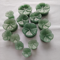 QXB Tunnel d'oreille classique sculpté à la main en cristal d'aventurine verte, motif fleur, pour femmes, cadeau d'anniversaire ou de fête