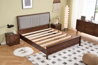 Tempat Tidur Kayu Solid Oak Modern dengan Detail Kancing Tufting Model 001 dari Guansong, Furnitur Kamar Tidur Hemat Biaya