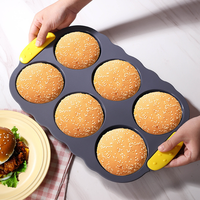 Moule à muffins en silicone 6 cavités, moule à pain à hamburger, antiadhésif, qualité alimentaire, résistant à la chaleur, passe au lave-vaisselle